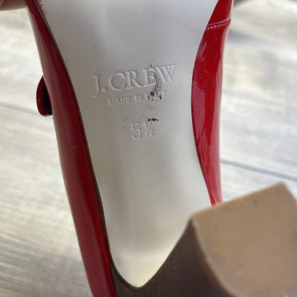 J Crew Patent Leather Womens Red Mary Jane High Heels Pump Size 5.5 Vintage - Picture 10 of 16